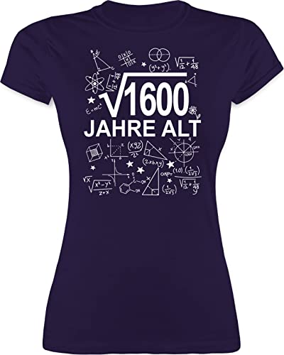 Shirt Damen - 40. Geburtstag - (Wurzel 1600) Vierzig Jahre alt weiß - M - Lila - Tshirt Wurzel 1600 Frauen geekshirt zocker 40th Shirts t-Shirt 40 zocken 40.Geburtstag tailliert 40er Outfit Geek von Shirtracer