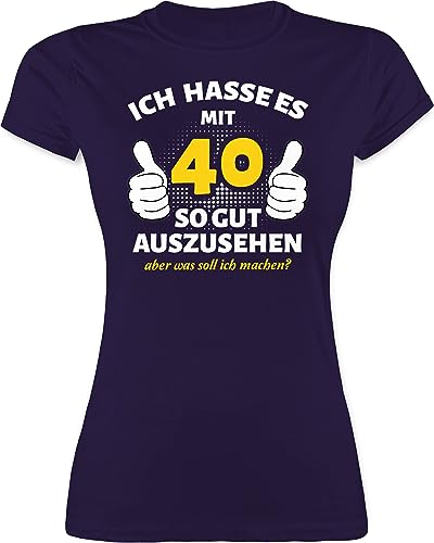 Shirt Damen - 40. Geburtstag - Ich Hasse es mit 40 so gut auszusehen - weiß - M - Lila - 40igsten Tshirt Geschenk Frau 40.Geburtstag Frauen Geburtstags t-Shirt 40ger t geburtstagsshirt 40igster von Shirtracer