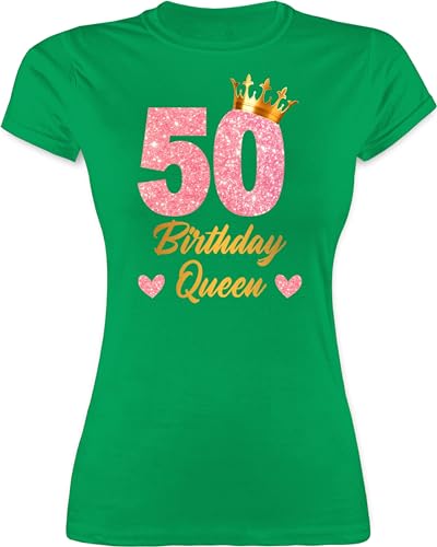 Shirt Damen - Geburtstag - 50 Birthday Queen I 50. Geburtstags Königin I 50iger Geburtstagsgeschenk Fünfzigster - M - Grün - 1974 Motto t-Shirt 50.Geburtstag Frauen 50er Jahre Tshirt zum von Shirtracer