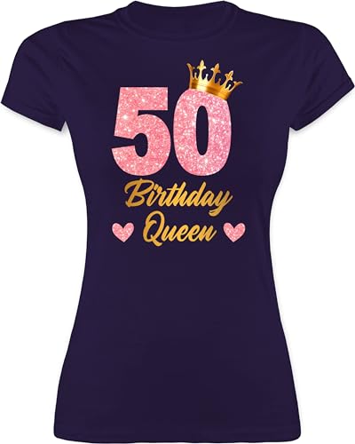 Shirt Damen - 50. Geburtstag - 50 Birthday Queen Geburtstags Königin Geburtstagsgeschenk 50 - M - Lila - Tshirt zum Jahre Outfit Frau für Geschenk 50zigster Geschenke Frauen fünfzigster t-Shirt von Shirtracer