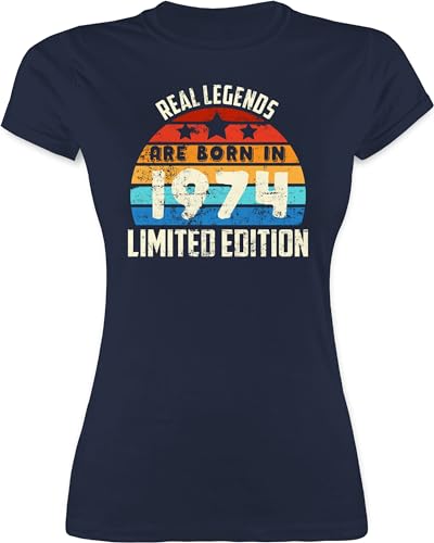 Shirt Damen - 50. Geburtstag - Real Legends Are Born in 1974 Limited Edition Vintage Fünfzigster - M - Navy Blau - 50 Jahre Tshirt zum fünfzigsten t-Shirt 50ster Frauen 50-er t fünfziger von Shirtracer