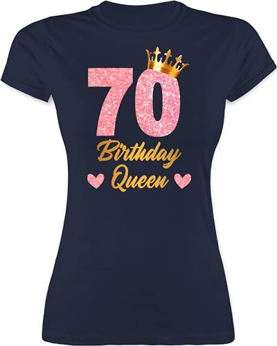 Shirt Damen - 70. Geburtstag - 70 Birthday Queen Geburtstags Königin Geburtstagsgeschenk 70 - M - Navy Blau - 70.Geburtstag t-Shirt 70ster Shirts Geburtstagsgeschenke zum 70ste 70er te Jahre von Shirtracer