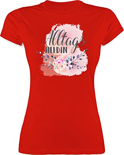 Shirt Damen - Alltagsheldin Geschenk Mama Krankenschwester Geschenkidee Erzieherin Lehrerin - L - Rot - Shirt+alltagsheldin muttertagsgeschenke Mum muttertagsgeschenk t-Shirt mom Tshirt mütter von Shirtracer