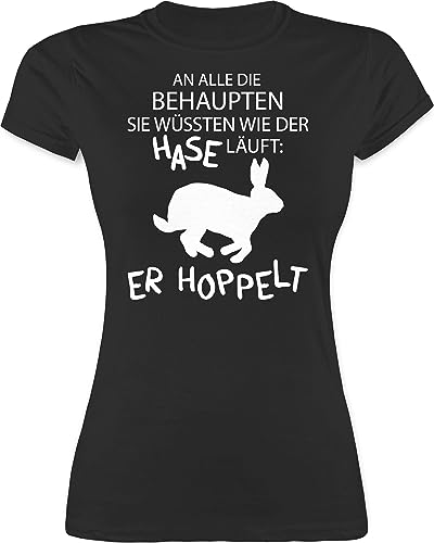 Shirt Damen - An alle die wissen wie der Hase läuft er hoppelt I Hase hoppelt I Osterhase I Oster Hase - L - Schwarz - ostergeschenke für sie osterhasen OSTE Tshirt t-Shirt Damen￼ Ostern￼ von Shirtracer