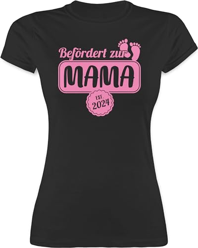 Shirt Damen - Befördert zur Mama 2024 I Geschenk werdende Mama - XXL - Schwarz - Tshirt mom Fuer Mutter t muttertagsgeschenk Muttertag mütter muttertagsgeschenke Mami Mum von Shirtracer