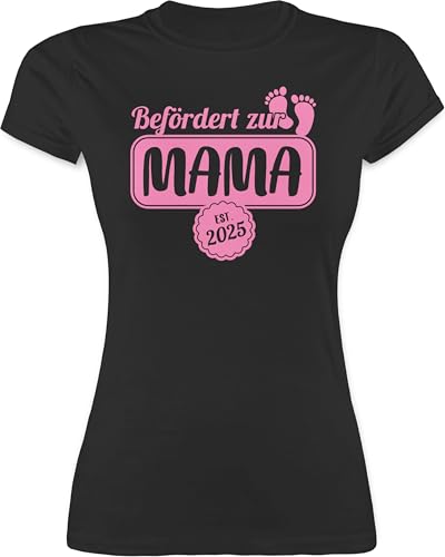 Shirt Damen - Befördert zur Mama 2025 I Geschenk werdende Mama - M - Schwarz - t-Shirt 2024 muttertagsgeschenke Mum Mutter Tshirt muttertagsgeschenk mütter 2023 Oberteil motherday Gift Muttertag von Shirtracer