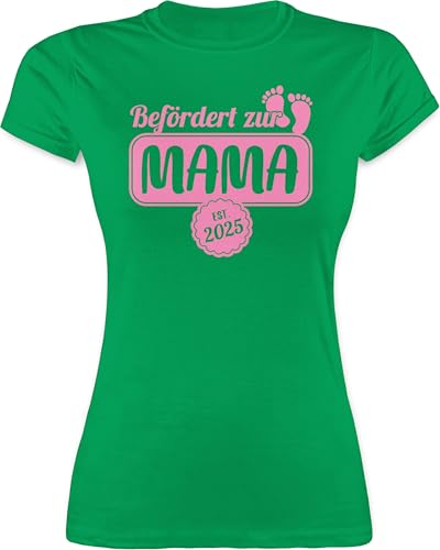 Shirt Damen - Befördert zur Mama 2025 I Geschenk werdende Mama - XXL - Grün - t-Shirt 2024 muttertagsgeschenke Mum Mutter Tshirt muttertagsgeschenk mütter 2023 Oberteil motherday Gift Muttertag von Shirtracer