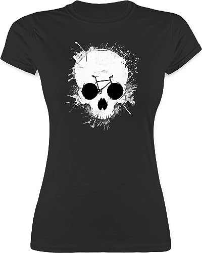 Shirt Damen - Bekleidung Radsport - Ride or die - Totenkopf Fahrrad - S - Schwarz - Fahrrad-Shirt Radfahren Funshirts für Frauen Tshirt Bike t-Shirt Radfahrer Kurzarm Fahrrad- Oberteil fahrrädern von Shirtracer
