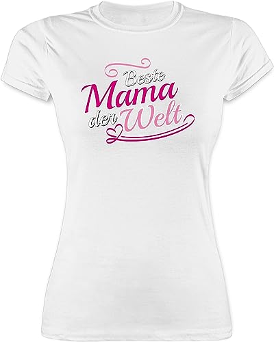 Shirt Damen - Beste Mama der Welt I Geschenkidee Mutti Geburtstag - L - Weiß - muttertagsgeschenk muttertagsgeschenke Mum Mutter Tshirt t-Shirts Muttertag t-Shirt mom mütter Mami von Shirtracer