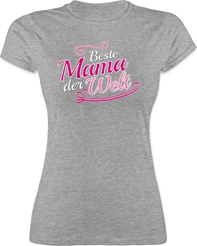 Shirt Damen - Beste Mama der Welt I Geschenkidee Mutti Geburtstag - XL - Grau meliert - muttertagsgeschenk muttertagsgeschenke Mum Mutter Tshirt t-Shirts Muttertag t-Shirt mom mütter Mami von Shirtracer