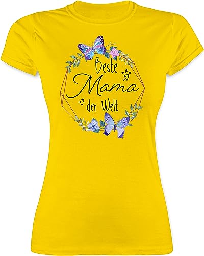 Shirt Damen - Beste Mama der Welt II - L - Gelb - muttertagsgeschenke Mum ist die Tshirt muttertagsgeschenk mütter t-Shirt motherday Gift Muttertag Oberteil mutertagsgeschenke Mutter Shirts von Shirtracer