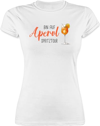 Shirt Damen - Karneval & Fasching - Bin auf Aperol Spritztour I JGA I Mädelsabend I Spritz Tour - XL - Weiß - aperollin Tshirt Faschings-t-Shirt Faschings Glas Funshirts für Frauen von Shirtracer