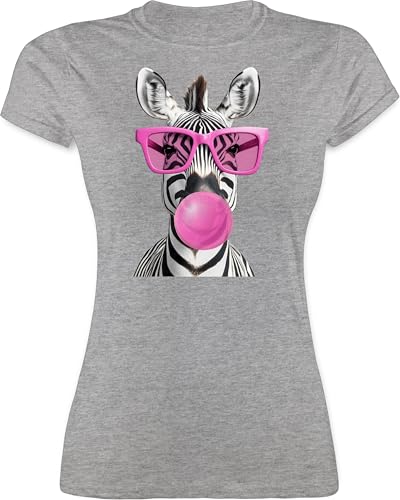 Shirt Damen - Cooles Zebra Geschenk Zebras I - M - Grau meliert - Tshirt tiermotiven t-Shirt tiermotive tiermotiv t mit von Shirtracer