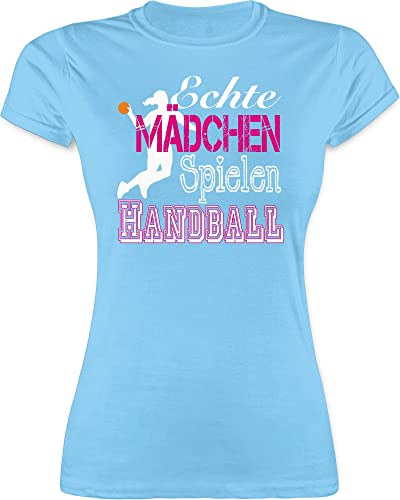 Shirt Damen - EM 2026 Trikot Ersatz - Echte Mädchen Spielen Handball I - M - Hellblau - Handball-t-Shirt Handballer habdball Tshirt Outfit hanball Hand Ball t-Shirt Shirts halbball Handballerin von Shirtracer