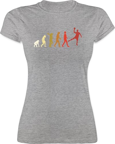 Shirt Damen - EM 2026 Trikot Ersatz - Handball Evolution Vintage Male - L - Grau meliert - Handball-t-Shirt Handballer t-Shirts Outfit hanball t-Shirt Shirts halbball Tshirt t Handball. für von Shirtracer