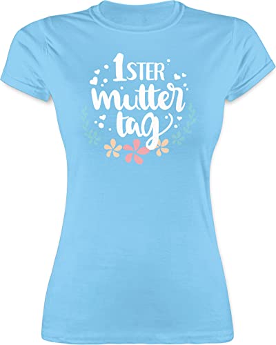 Shirt Damen - Erster Muttertag - L - Hellblau - Geschenke für mütter Geschenk Mama muttertagsgeschenk Mutter zum kleinigkeit Geburtstagsgeschenk Tshirt mom muttertgeschenk 1.Muttertag t-Shirts t von Shirtracer