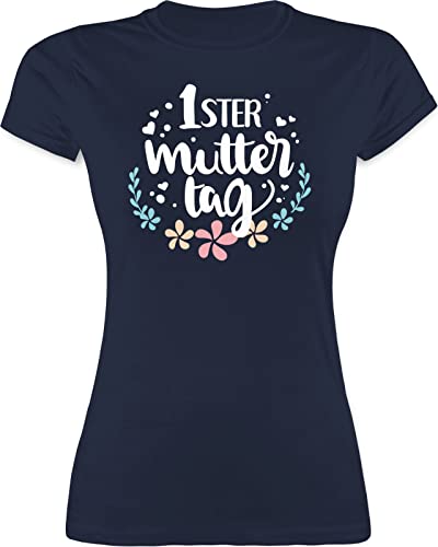 Shirt Damen - Erster Muttertag - L - Navy Blau - Geschenk Mama Vater Tag Happy mothersday Mother's Day Gift Best Mum Damen-Muttertag muttertagsgeschenken muttertagsgeschen mittertag mütter Mammy von Shirtracer