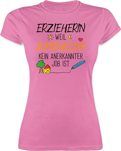 Shirt Damen - Erzieherin Superheldin - XL - Rosa - Abschied Kita t-Shirt erzieherinnen Weil Tshirt Geschenke sind t-Shirts Beruf ich Bin kein ist t Kindergarten anerkannte personalisierte Geschenk von Shirtracer