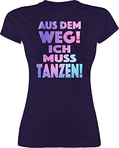 Shirt Damen - Festival & Konzert - Aus dem Weg Ich muss tanzen - Geschenk Tanzliebhaber Tanzbegeistert Party Dance - L - Lila - sprüche t-Shirt Outfit Festivals tänzerin Tshirt Frauen von Shirtracer