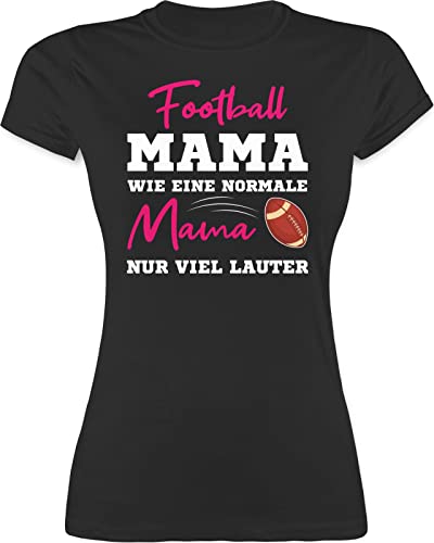 Shirt Damen - Football Mama wie eine Normale Mama nur viel lauter weiß - XL - Schwarz - muttertagsgeschenke Mum t-Shirt mom Tshirt mütter Oberteil muttertagsgeschenk Muttertag Shirts von Shirtracer