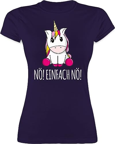 Shirt Damen - Einhörner - Nö Einfach Nö Einhorn - XXL - Lila - nö! Tshirt Frauen t-Shirt mit sprüchen Frau Motiv nur nööö Oberteile freche Shirts t tishrtt sprüche leiberl frechen tishrt von Shirtracer