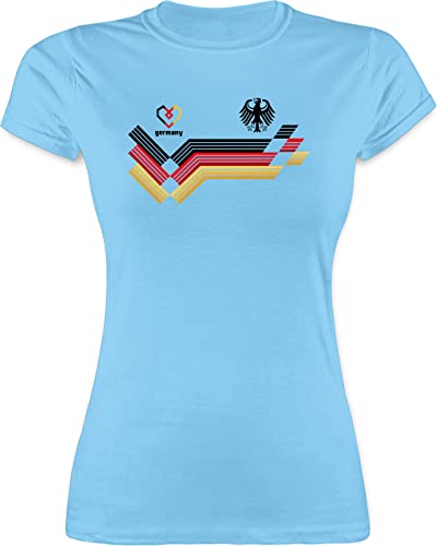 Shirt Damen - Fußball EM WM - Deutschland Germany Adler Schwarz Rot Gold - S - Hellblau - deutsche Fussball Tshirt t 2024 Europameisterschaft Deutschen Nationalmannschaft t-Shirts em24 Fanartikel von Shirtracer