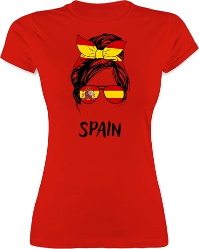 Shirt Damen - Fußball EM WM - Cooles Spanien Motiv Spain Style España Spanisch - M - Rot - Tshirt Fussball Europameisterschaft 2024 Frauen fu Ball triko Soccer Trikots fu�Ball Fanartikel von Shirtracer