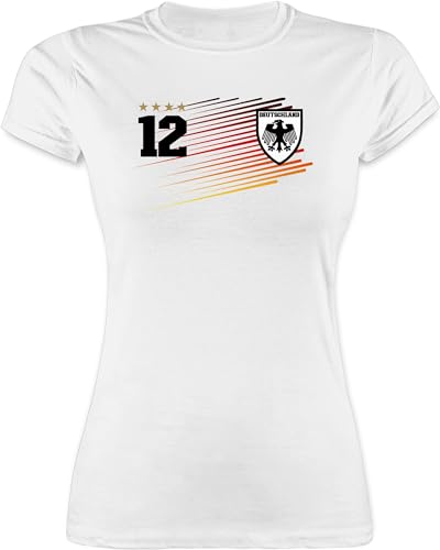 Shirt Damen - Fußball EM WM - Fan 12 Mann | Deutschland | Schwarz Rot Gold | Adler Germany - XL - Weiß - Fussball Trikot 2024 fußballtrikot Europameisterschaft t-Shirt wm-Shirts fu Ball Tshirt von Shirtracer