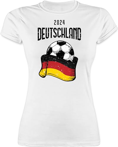 Shirt Damen - Fußball EM WM - Germany 2024 Deutschland - M - Weiß - t-Shirt, Fussball em- Fanartikel Tshirt t-Shirt fu Ball t Frauen Trikots Europameisterschaft 24 Fan Artikel zur eu von Shirtracer
