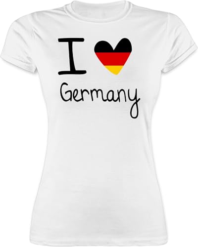 Shirt Damen - Fußball EM WM - I Love Germany - XXL - Weiß - Deutschland Trikot fußballtrikot länder German Tshirt Fanshirt wm-Shirts Country Germany, tischirt. fußballtrikots von Shirtracer