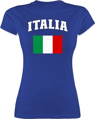 Shirt Damen - Fußball EM WM - Italia Schriftzug mit Flagge | Italien | Italy - XL - Royalblau - Trikot Frauen fußballtrikot Europameisterschaft Italian Tshirt t wm-Shirts Fussball Italien. t-Shirt von Shirtracer