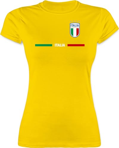 Shirt Damen - Fußball EM WM - Italien Trikot Wappen | Italia mit Stolz | Italienisches Fan-Motiv - M - Gelb - italienische Trikots fußballtrikot Europameisterschaft Italy t-Shirt Italiener Tshirt von Shirtracer
