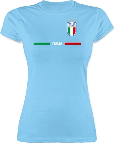 Shirt Damen - Fußball EM WM - Italien Trikot Wappen | Italia mit Stolz | Italienisches Fan-Motiv - XL - Hellblau - italienische Trikots fußballtrikot Europameisterschaft Italy t-Shirt von Shirtracer