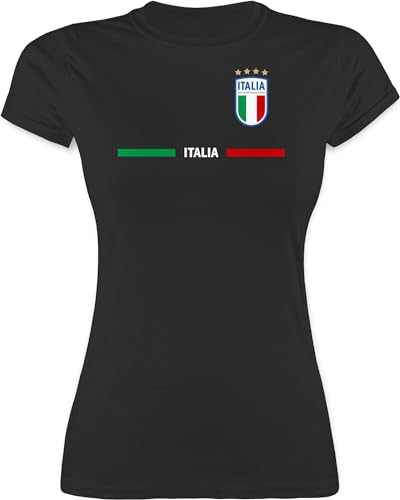 Shirt Damen - Fußball EM WM - Italien Trikot Wappen | Italia mit Stolz | Italienisches Fan-Motiv - XL - Schwarz - italienische Trikots fußballtrikot Europameisterschaft Italy t-Shirt von Shirtracer