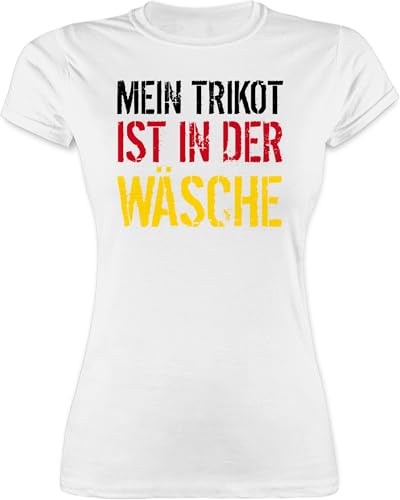 Shirt Damen - Fußball EM WM - Mein Trikot ist in der Wäsche | Deutschland Germany - L - Weiß - 2021 fußballtrikot Europameisterschaft deutsche Tshirt wm-Shirts Fussball Deutscher t-Shirt von Shirtracer