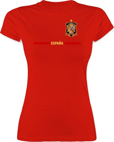 Shirt Damen - Fußball EM WM - Spanisches Trikot Wappen | España mit Stolz | Spanien Fan-Motiv - XXL - Rot - spanier Tshirt fußballtrikot Europameisterschaft Spain t-Shirt wm-Shirts Fussball von Shirtracer
