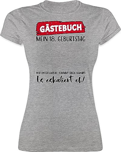 Shirt Damen - Gästebuch 18. Geburtstag - XL - Grau meliert - endlich 18 t-Shirt Geschenk 18-jährige mädchen t Urodziny geburtstagsshirt Jahre jährigen geburtstagsshirt. Geschenke Ideen zum von Shirtracer