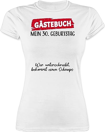 Shirt Damen - Gästebuch - 30. Geburtstag Gäste Unterschrift Gästeliste Lustig - M - Weiß - guestbook t-Shirt 30 1994 Tshirt Frau original 30th Birthday für Frauen t persönliche Geschenke von Shirtracer