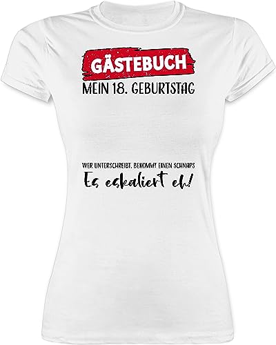 Shirt Damen - Gästebuch 18. Geburtstag - M - Weiß - 18 Jahre alt Tshirt zum Geschenk Geschenke mädchen geburtstagsgrüße t .Geburtstag Tochter für Geburtstagsgeschenk 18ten geworden feiern von Shirtracer