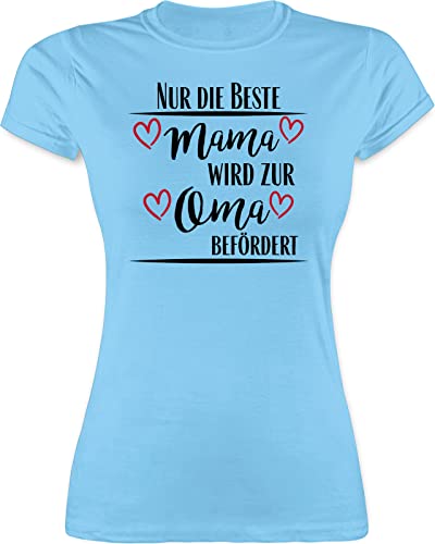 Shirt Damen - Geschenk - Beste Mama Wird zur Oma befördert - Schwangerschaft verkünden Omi - M - Hellblau - nur die Werden Grandmas und für omis werdende Grandmother großeltern Grossmutter to be von Shirtracer