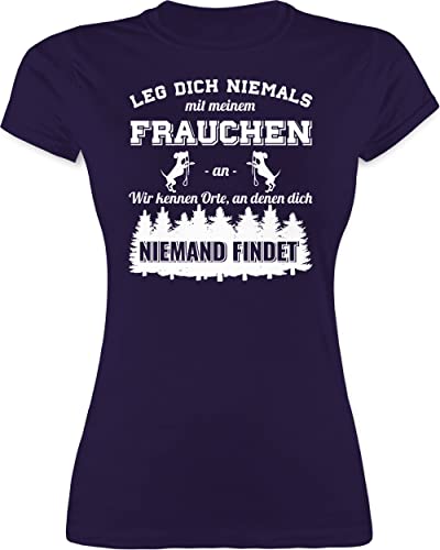 Shirt Damen - für - Leg Dich Niemals mit Meinem Frauchen an Hundebesizterin Hundebesitzer Geschenk Hundespruch Lustige Hunde - M - Lila - Hund sprüche Tshirts Frauen Hundefreunde leiberl von Shirtracer