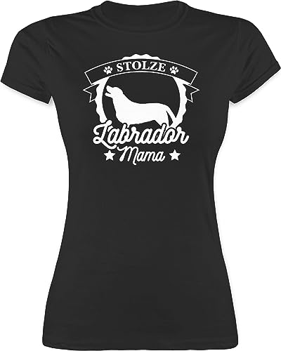 Shirt Damen - Geschenk für Hundebesitzer - Stolze Labrador Mama - M - Schwarz - hundeshirts hundefan lanrador Tshirt hundeshirt Hundefans hundemama t-Shirt Hunde sprüche hundemotiv Hund Oberteile von Shirtracer