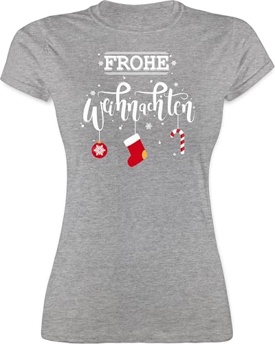 Shirt Damen - Frohe Weihnachten I Weihnachtsmotiv - XL - Grau meliert - Weihnachts-t-Shirt weihnachtsthirt Christmas weihnacht Tshirt weihnachtstschirt weihnachtstshirt Weihnachts t-Shirt von Shirtracer