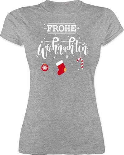 Shirt Damen - Frohe Weihnachten I Weihnachtsmotiv - XXL - Grau meliert - Weihnachts-t-Shirt weihnachtsthirt Christmas weihnacht Tshirt weihnachtstschirt weihnachtstshirt Weihnachts t-Shirt von Shirtracer