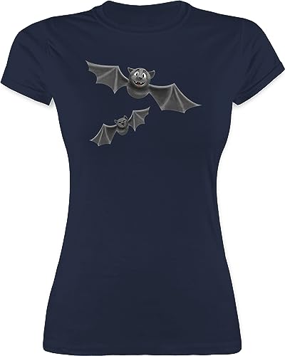 Shirt Damen - Halloween - Fledermäuse I Fledermaus I Flattermaus - S - Navy Blau - Helloween halloweenshirt Haloween Outfits Tier t-Shirt t Halloween-t-Shirt halowen Tiere Tshirt verkleidung von Shirtracer