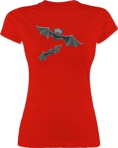 Shirt Damen - Halloween - Fledermäuse I Fledermaus I Flattermaus - XXL - Rot - Helloween halloweenshirt Haloween Outfits Tier t-Shirt t Halloween-t-Shirt halowen Tiere Tshirt verkleidung hellowee von Shirtracer