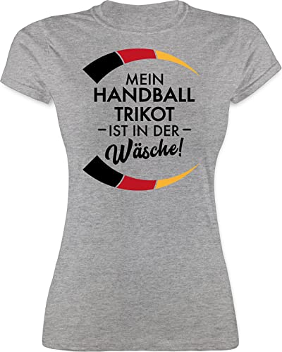 Shirt Damen - 2024 - Mein Handball Trikot ist in der Wäsche - Lustig Handball WM EM Spruch Trikot Ersatz Witzig - XXL - Grau meliert - Handball+sprüche Tshirt 2022 t-Shirt Ball von Shirtracer