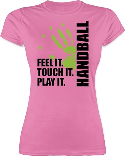 Shirt Damen - Handball EM 2026 Trikot Ersatz - Feel it. Touch it. Play it. - schwarz - M - Rosa - Handball-t-Shirt Handballer t-Shirt Outfit hanball Tshirt Shirts halbball t für Handball. Handball, von Shirtracer