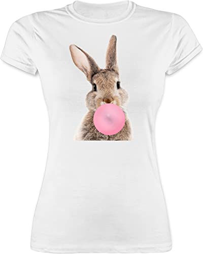 Shirt Damen - Hase Kaugummi I - L - Weiß - Hasen Tshirt osterhasen hasi t-Shirt Osterhase Ostern￼ Shirts hasenmotiv mit t häschen Motiv von Shirtracer