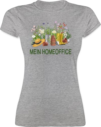 Shirt Damen - Hobby Outfit - Homeoffice im Garten - M - Grau meliert - Tshirt Mein gärtner t-Shirt gärtnern für Frauen gärtnerin Shirts Gardening t-Shirts gartenmotiv Baumwolle gartenfreunde t von Shirtracer